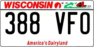 WI license plate 388VFO