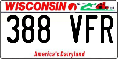 WI license plate 388VFR