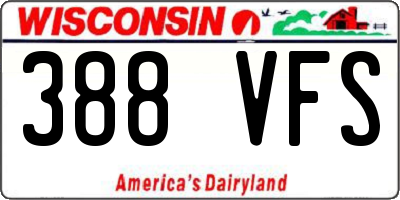 WI license plate 388VFS