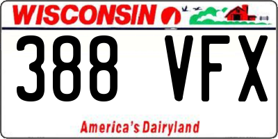 WI license plate 388VFX