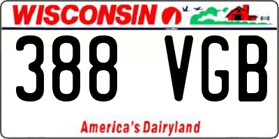 WI license plate 388VGB