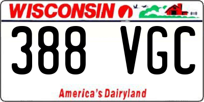 WI license plate 388VGC