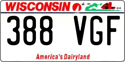 WI license plate 388VGF