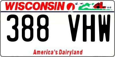 WI license plate 388VHW