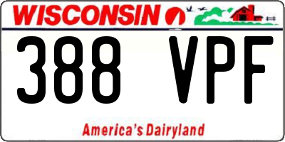 WI license plate 388VPF