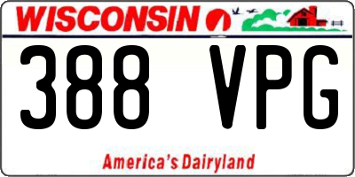 WI license plate 388VPG