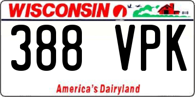 WI license plate 388VPK