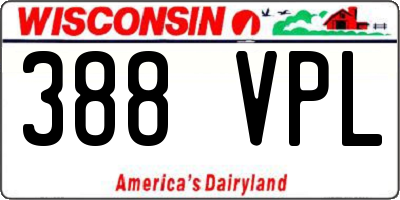 WI license plate 388VPL