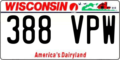 WI license plate 388VPW