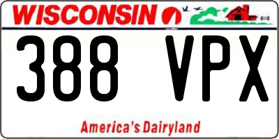 WI license plate 388VPX
