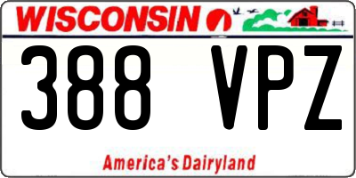 WI license plate 388VPZ