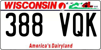 WI license plate 388VQK