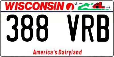 WI license plate 388VRB