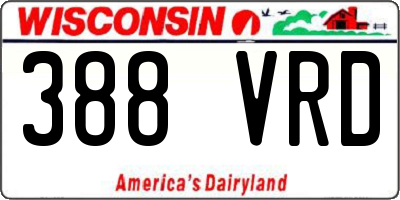 WI license plate 388VRD