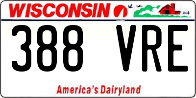 WI license plate 388VRE