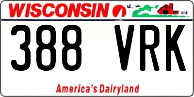 WI license plate 388VRK