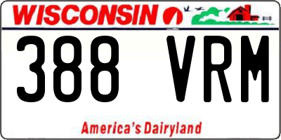 WI license plate 388VRM