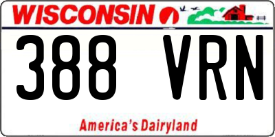 WI license plate 388VRN