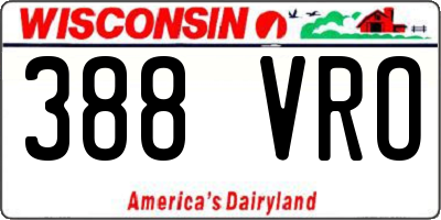 WI license plate 388VRO
