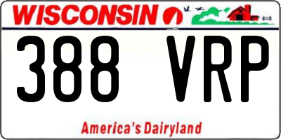 WI license plate 388VRP
