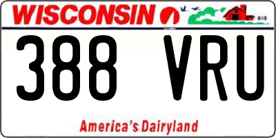 WI license plate 388VRU