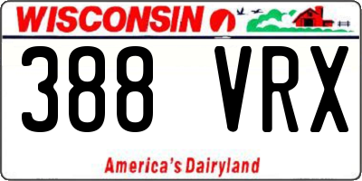 WI license plate 388VRX