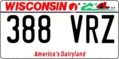 WI license plate 388VRZ