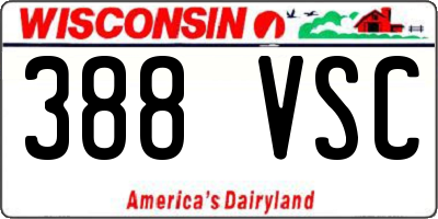 WI license plate 388VSC