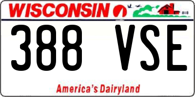 WI license plate 388VSE