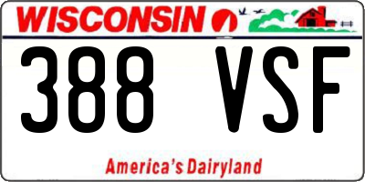 WI license plate 388VSF