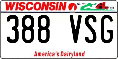 WI license plate 388VSG
