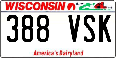 WI license plate 388VSK