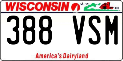 WI license plate 388VSM