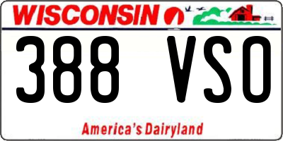 WI license plate 388VSO