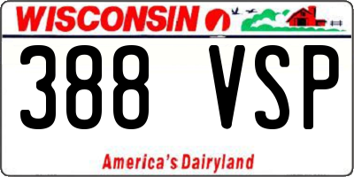 WI license plate 388VSP
