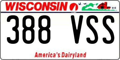WI license plate 388VSS