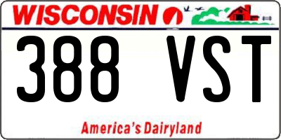 WI license plate 388VST