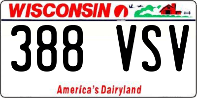 WI license plate 388VSV