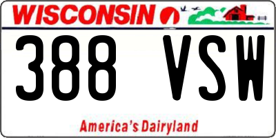 WI license plate 388VSW