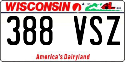 WI license plate 388VSZ