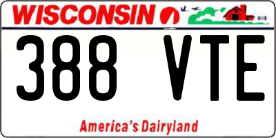 WI license plate 388VTE