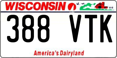 WI license plate 388VTK