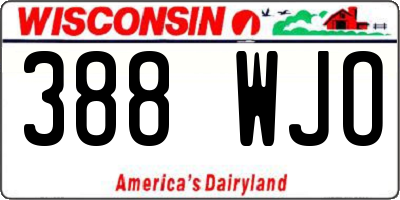 WI license plate 388WJO