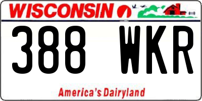 WI license plate 388WKR