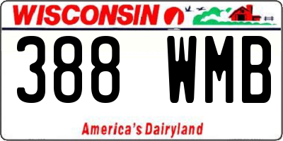 WI license plate 388WMB