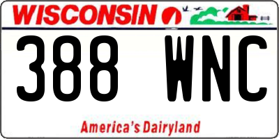 WI license plate 388WNC