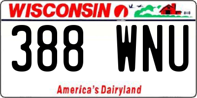 WI license plate 388WNU