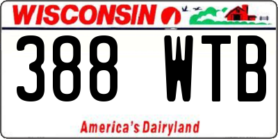 WI license plate 388WTB