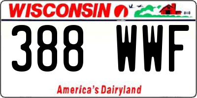 WI license plate 388WWF