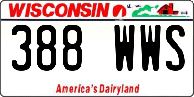 WI license plate 388WWS